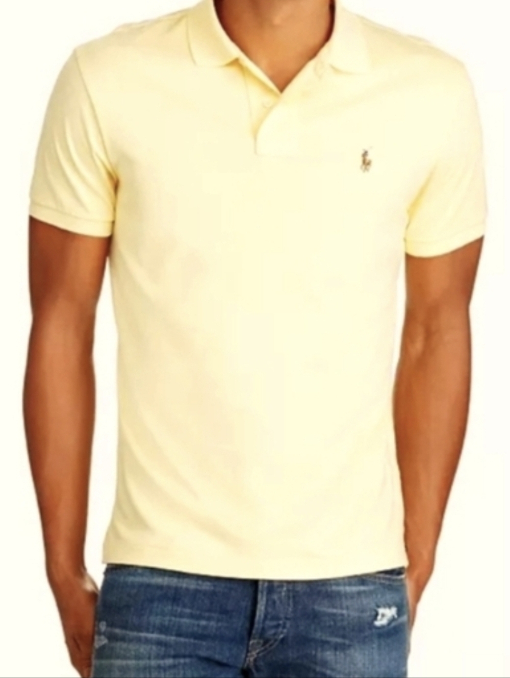 Polo by Ralph Lauren Men's Yellow Polo Shirt..SIZE:L